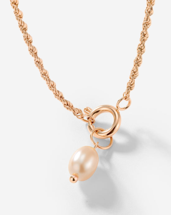 Perla Rosa Rope Chain Necklace Set Roségold
