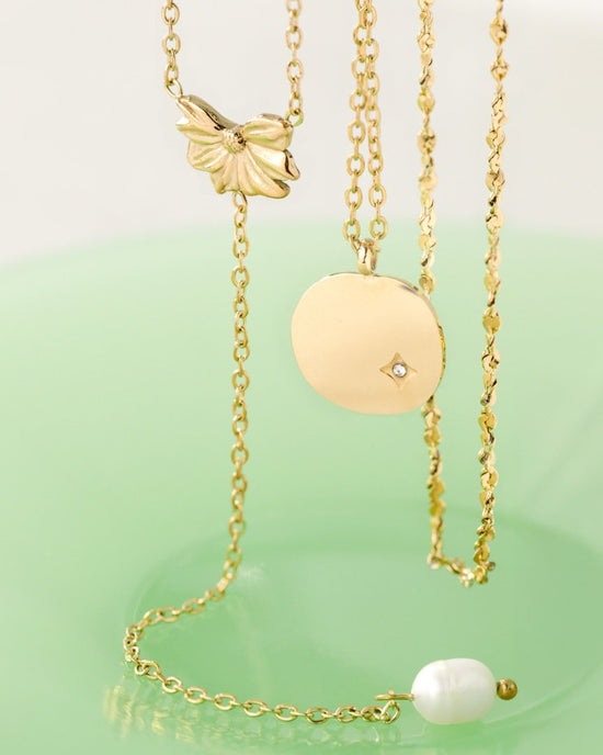 Petal Pearl Y-Necklace Roségold