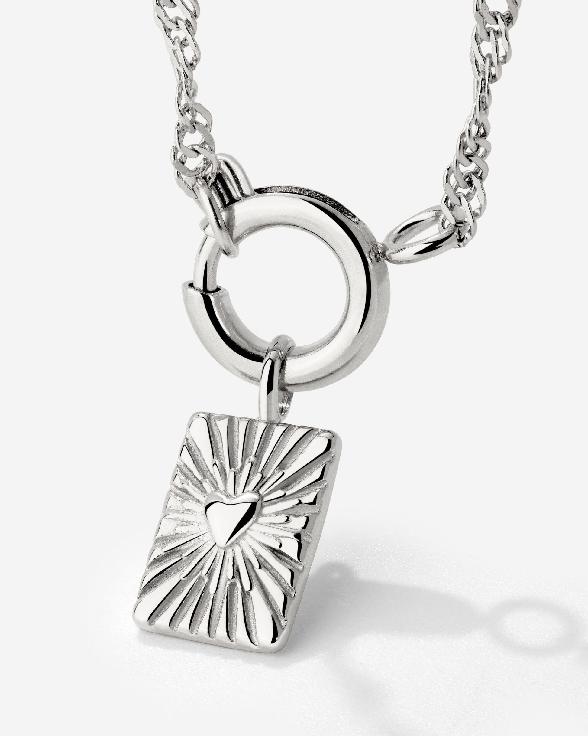 Glowing Heart Singapore Chain Necklace Set Silber