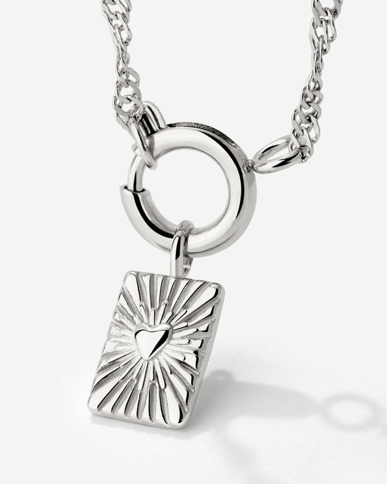 Glowing Heart Singapore Chain Necklace Set Silber