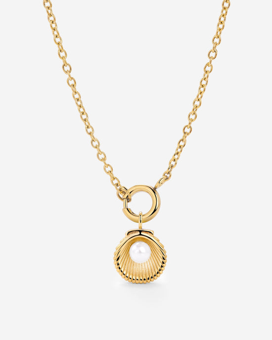 Pearly Shell Classic Chain Necklace Set Gold