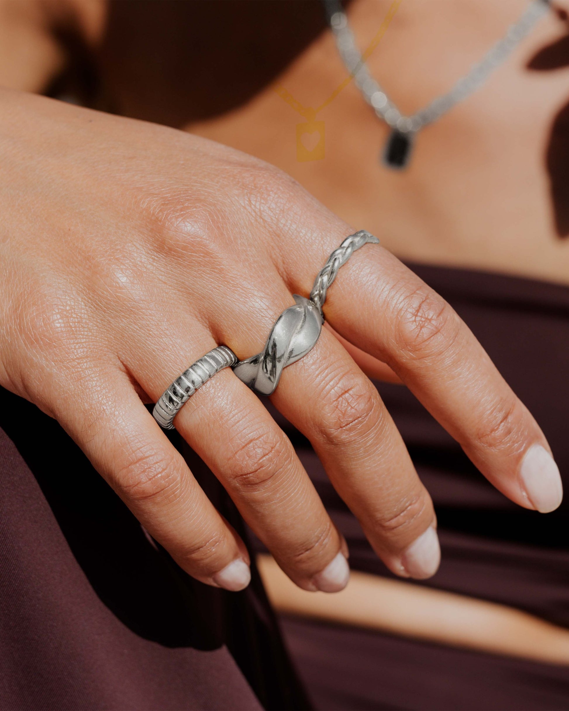 Striped Ring Bold Silber