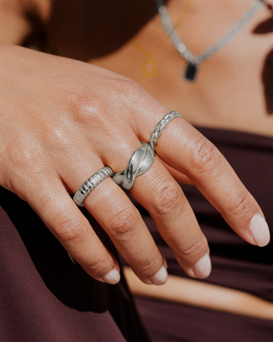 Striped Ring Bold Silber
