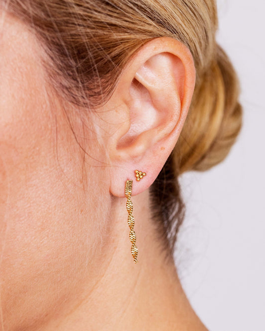 Triangle Beads Piercing Stud Gold