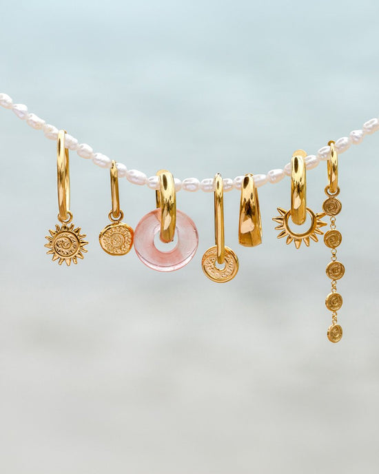 Chunky Peachy Donut Hoop Set Medium Gold