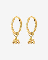 Tiny Beads Twisted Hoop Set Small Gold