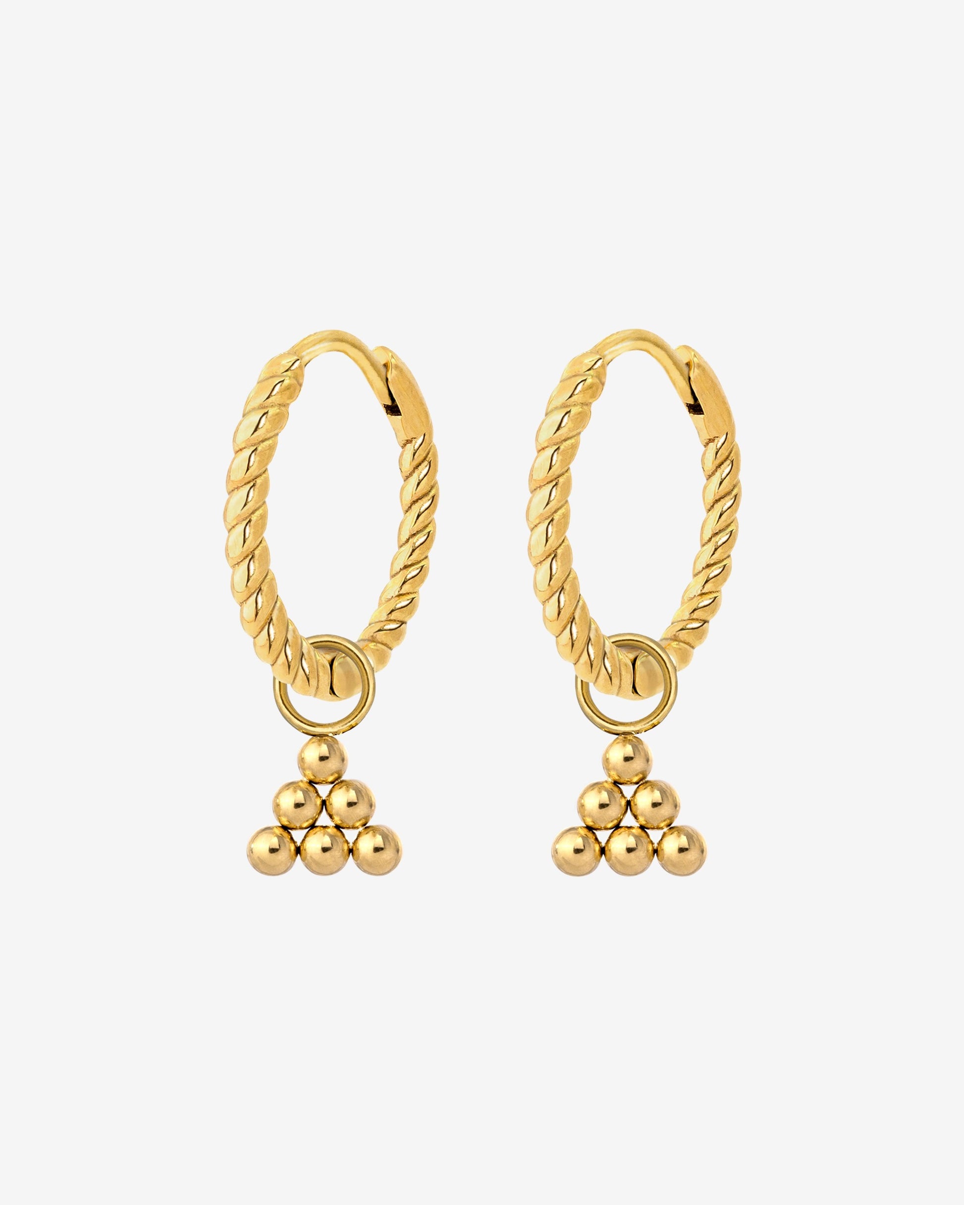 Tiny Beads Twisted Hoop Set Small Gold