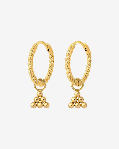 Tiny Beads Twisted Hoop Set Small Gold