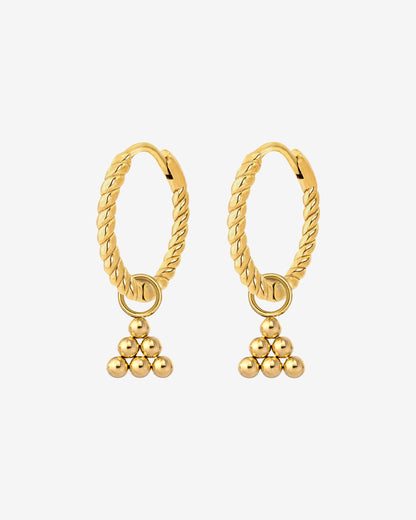 Tiny Beads Twisted Hoop Set Small Gold