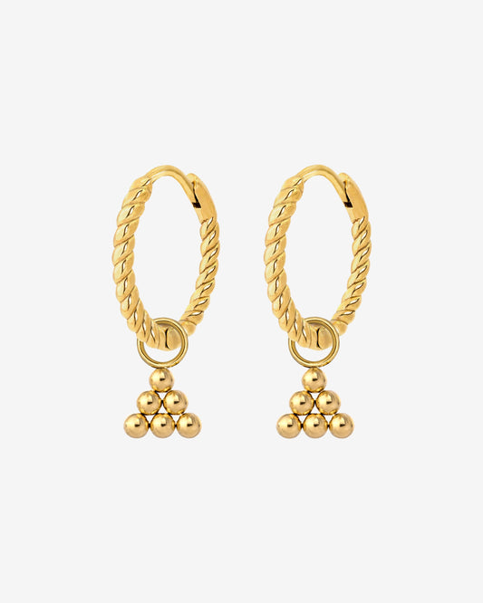 Tiny Beads Twisted Hoop Set Small Gold