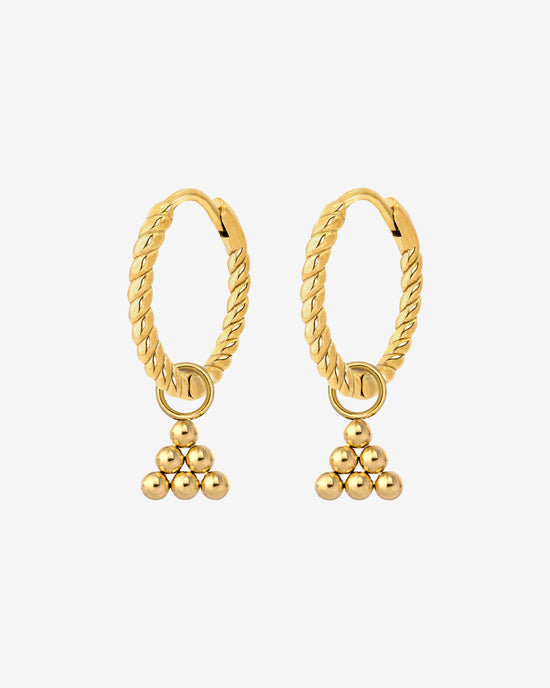 Tiny Beads Twisted Hoop Set Small Gold