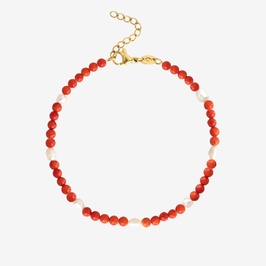 Coral Color Anklet Gold