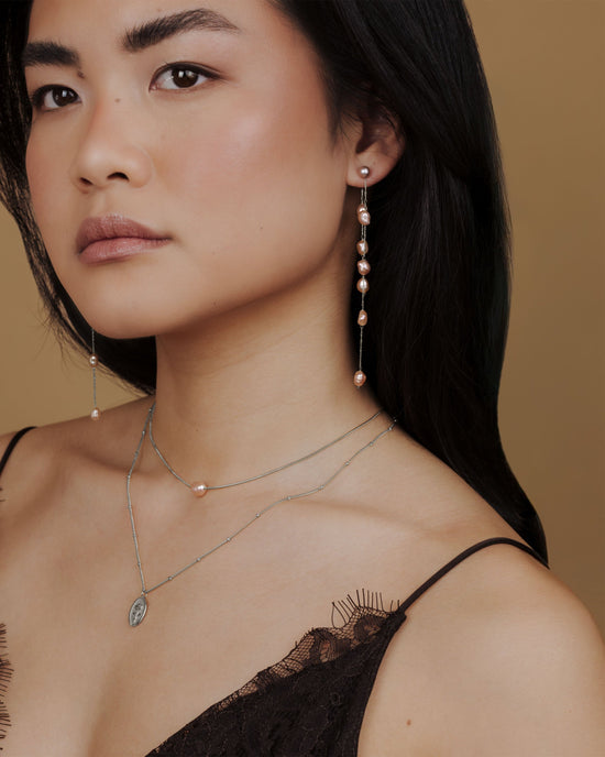 Blush Pearl Fall Earrings Silber