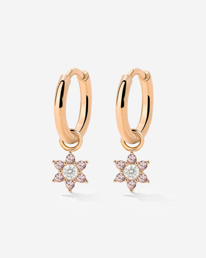 Pink Petal Hoop Set Small Roségold