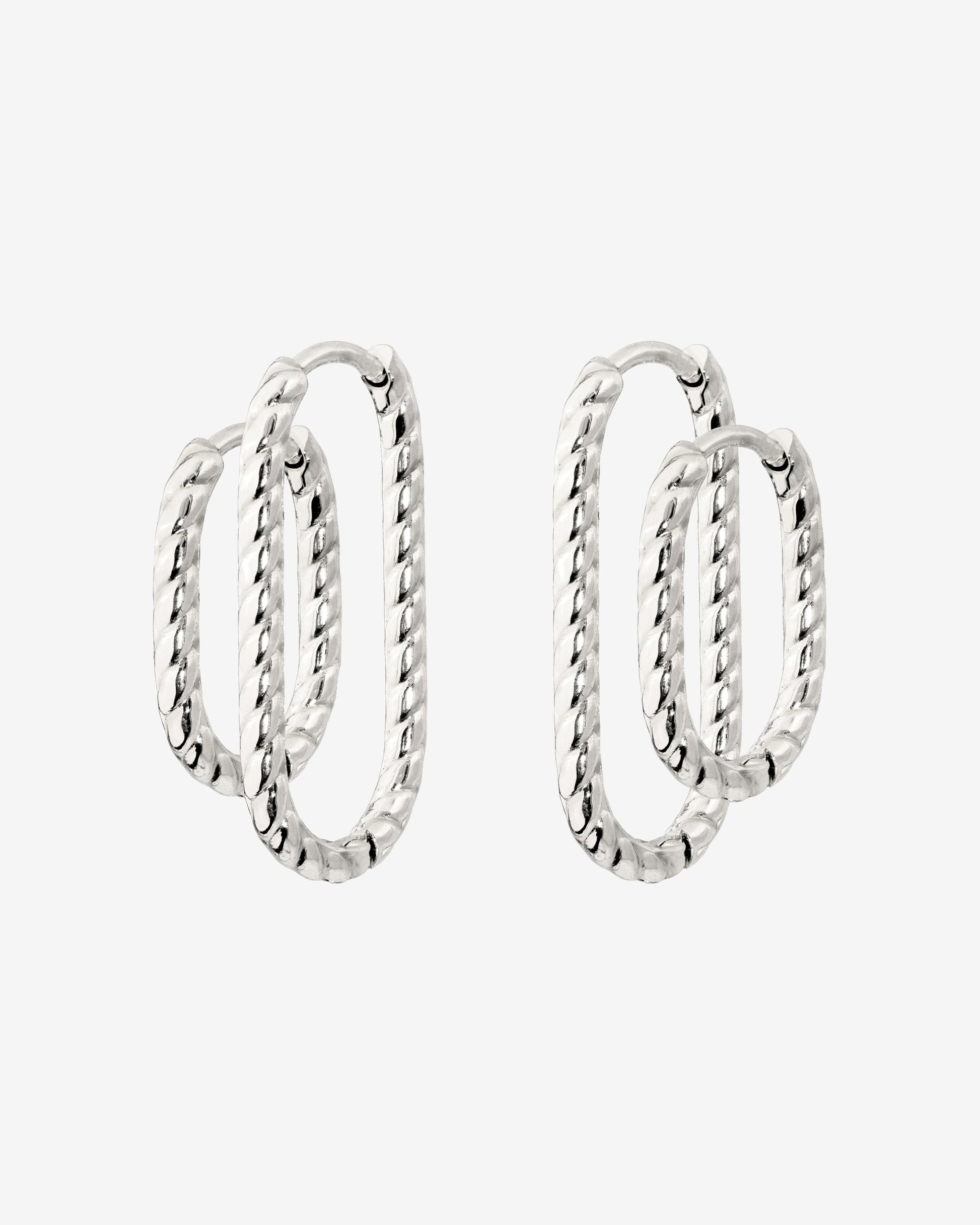 Oval Twisted Hoop Bundle Silber