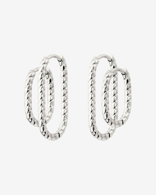 Oval Twisted Hoop Bundle Silber