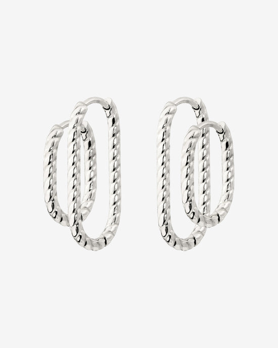 Oval Twisted Hoop Bundle Silber