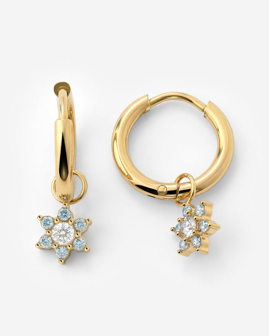 Blue Petal Hoop Set Small Gold