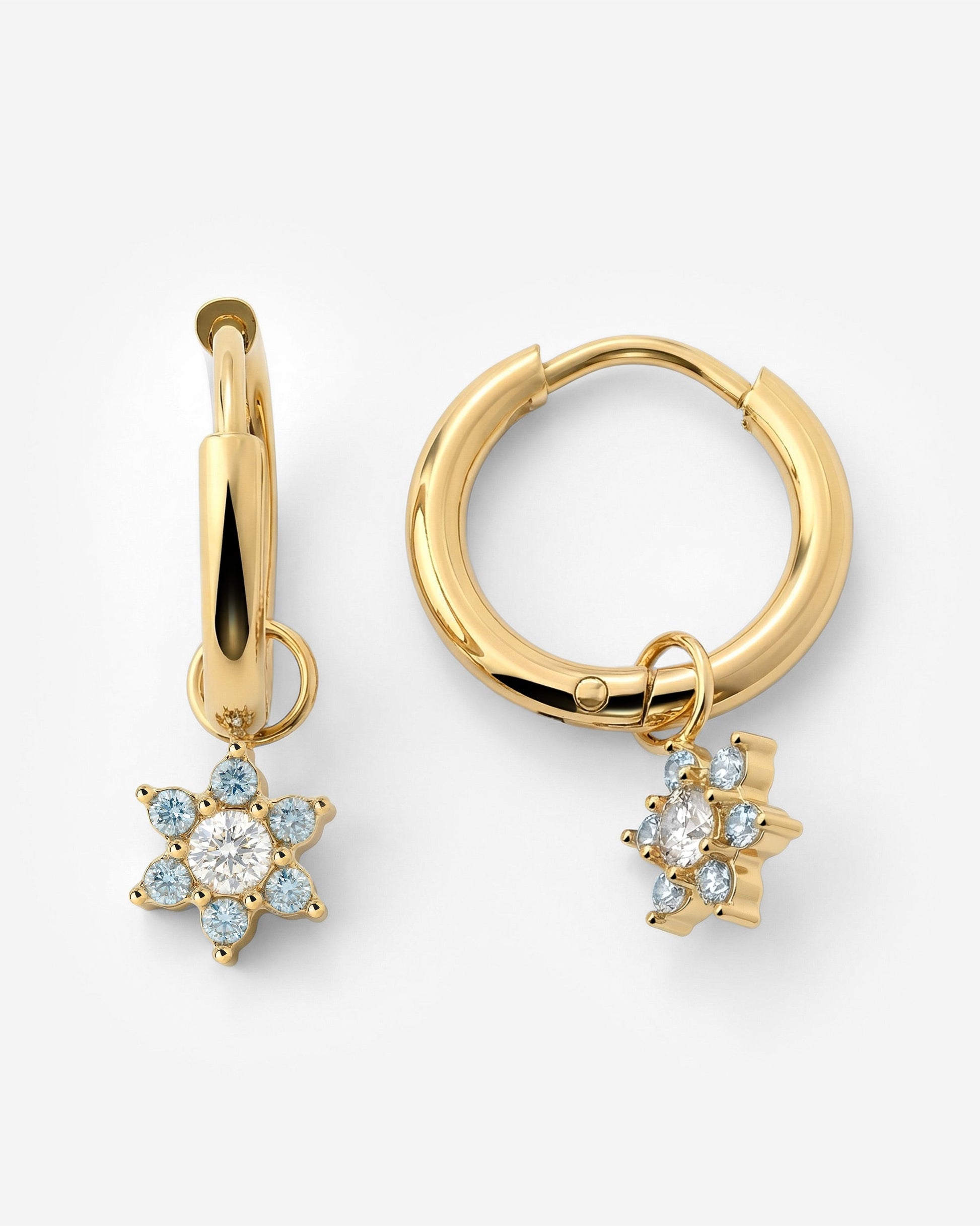 Blue Petal Hoop Set Small Gold
