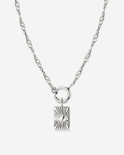Glowing Heart Singapore Chain Necklace Set Silber