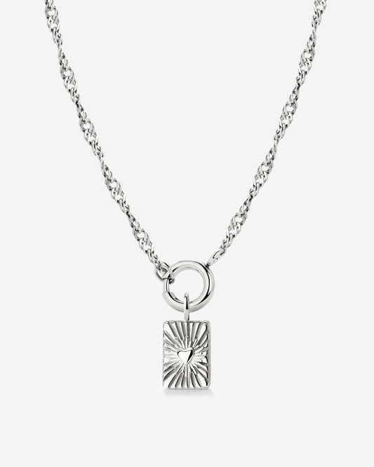 Glowing Heart Singapore Chain Necklace Set Silber