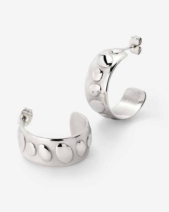 Boho Beads Hoop Studs Silber