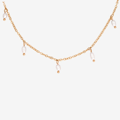 Perla Blanco Choker Roségold