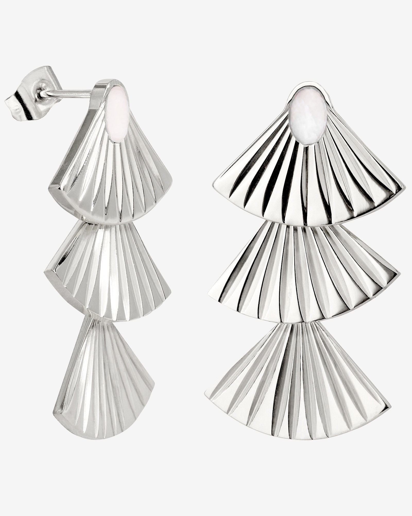Triple Fan Studs Silber