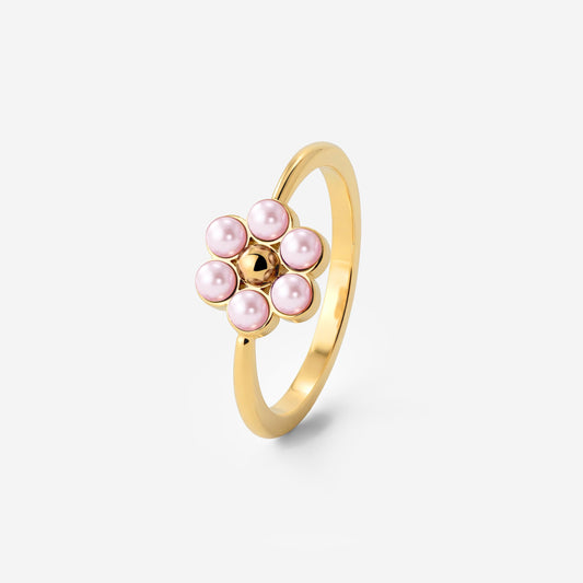 Pretty Pink Daisy Ring Gold