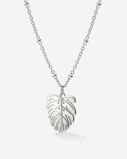 Monstera Leaf Necklace Silber