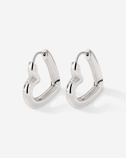 Phat Heart Hoops Large Silber