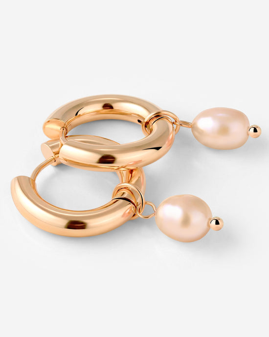 Chunky Perla Rosa Hoop Set Medium Roségold