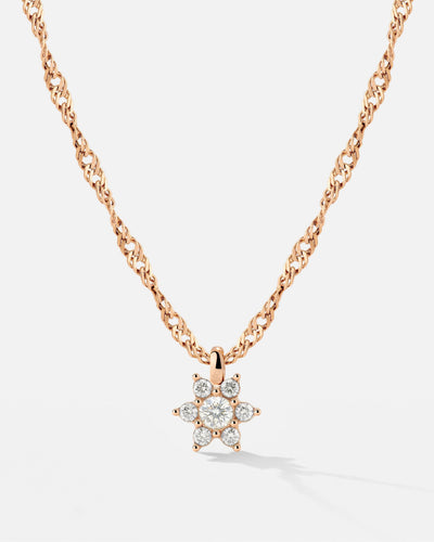 Sparkling White Petal Necklace Roségold