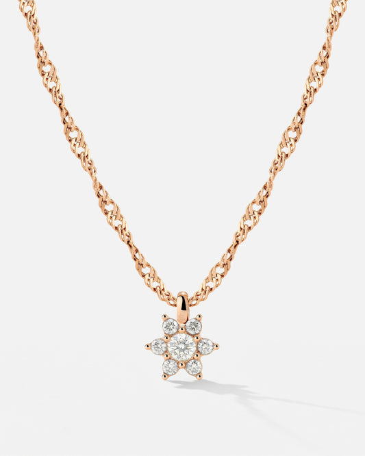 Sparkling White Petal Necklace Roségold