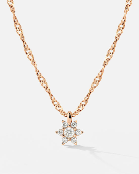 Sparkling White Petal Necklace Roségold