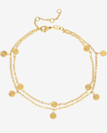 Swirl'n Double Anklet Gold