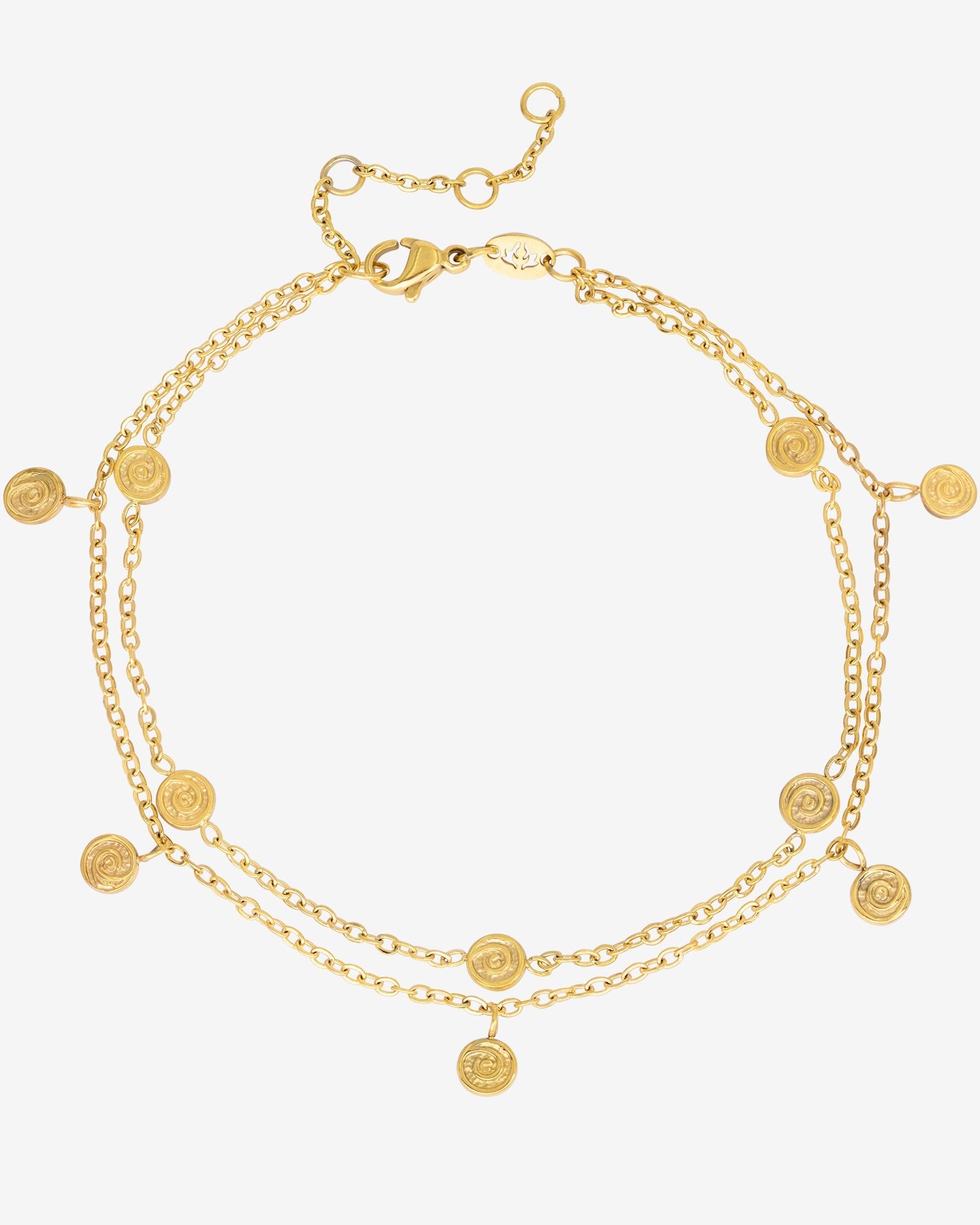 Swirl'n Double Anklet Gold