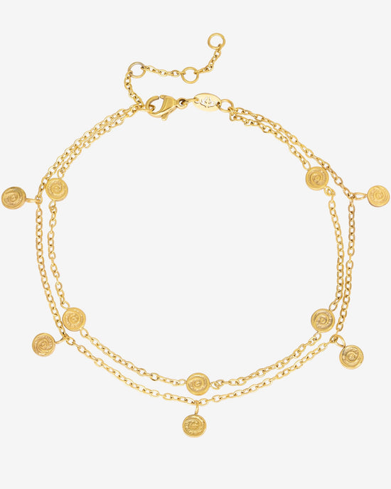 Swirl'n Double Anklet Gold