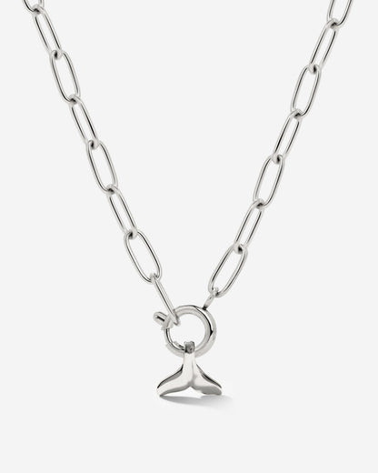 Whale Tail Oval Links Necklace Set Silber