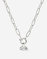 Whale Tail Oval Links Necklace Set Silber