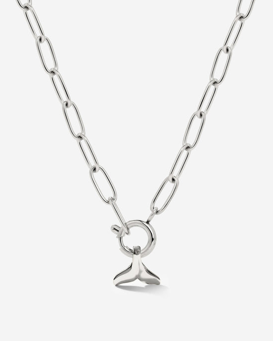 Whale Tail Oval Links Necklace Set Silber