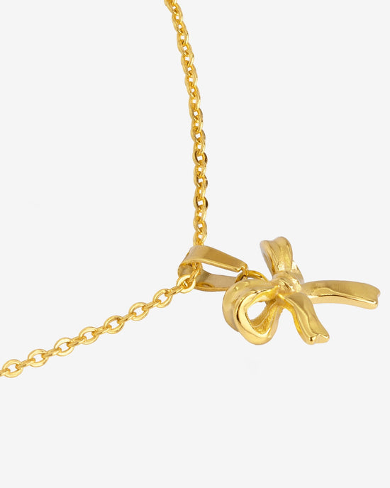 Pretty Ribbon Necklace Gold