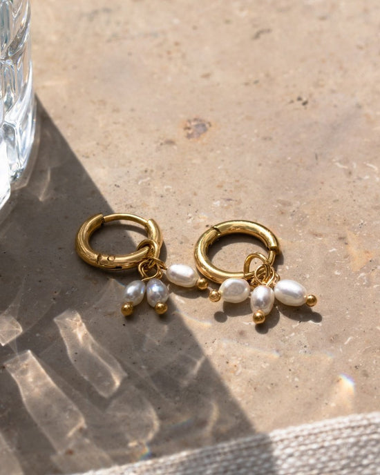 Tres Perlas Hoop Set Silber