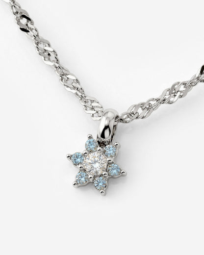Sparkling Blue Petal Necklace Silber