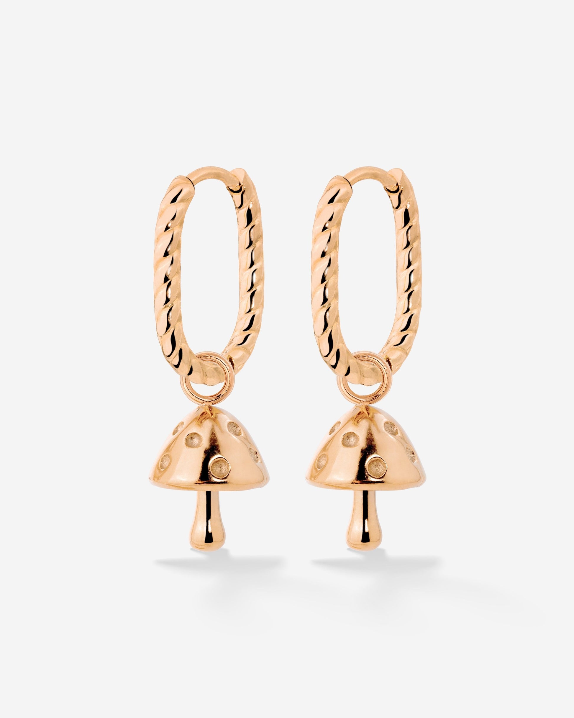 Cute Mushroom Twisted Oval Hoop Set Baby Roségold