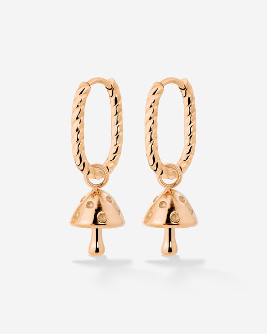 Cute Mushroom Twisted Oval Hoop Set Baby Roségold