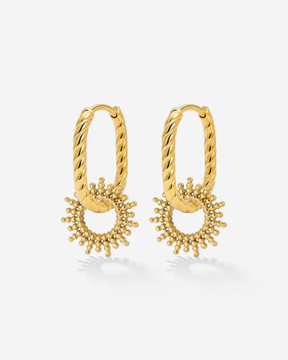 Sunny Oval Twisted Hoop Set Baby Gold