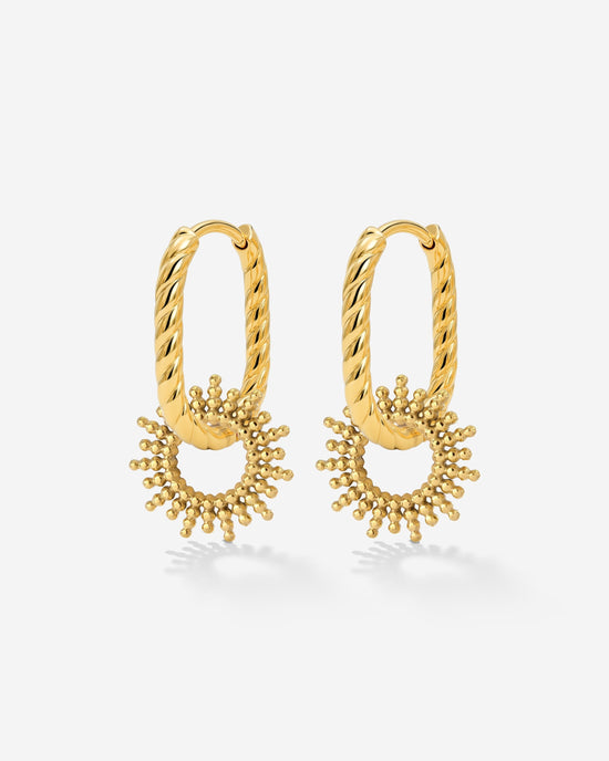 Sunny Oval Twisted Hoop Set Baby Gold