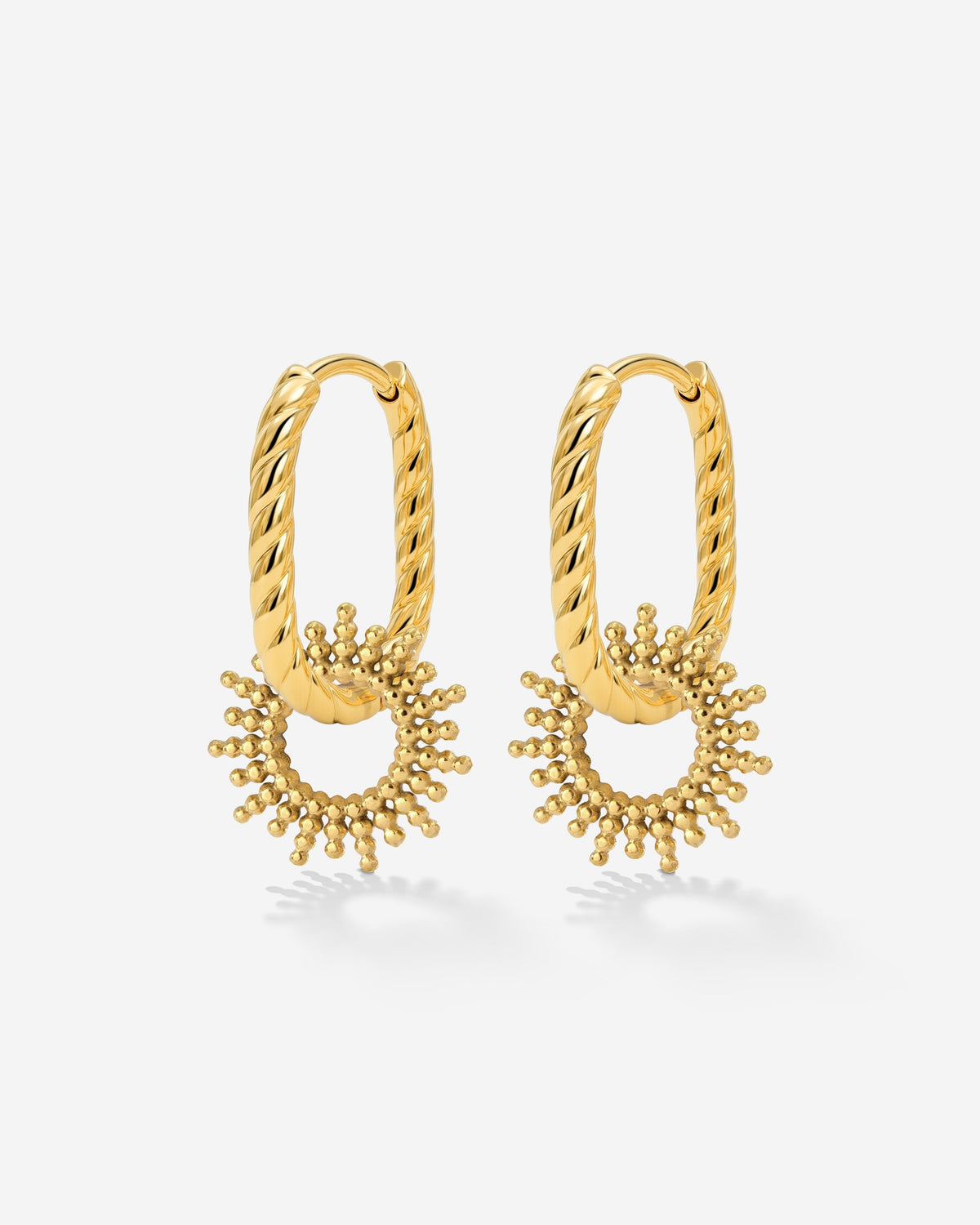 Sunny Oval Twisted Hoop Set Baby Gold