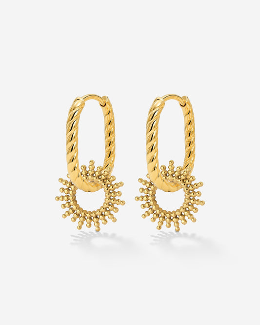 Sunny Oval Twisted Hoop Set Baby Gold